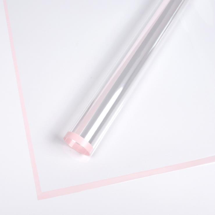 MYHC-15 Hârtie de împachetat cu flori din plastic, cu margine monocromă transparentă