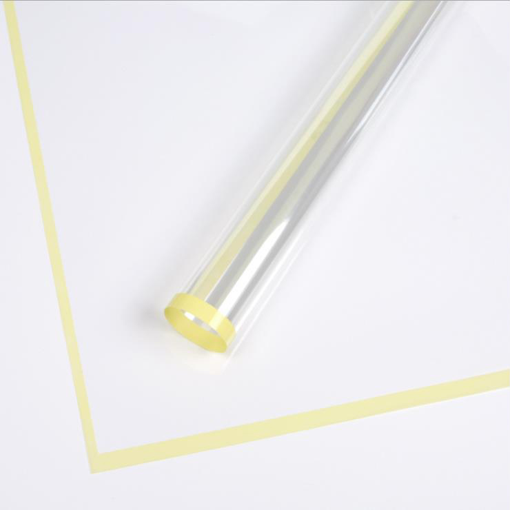 MYHC-15 Hârtie de împachetat cu flori din plastic, cu margine monocromă transparentă