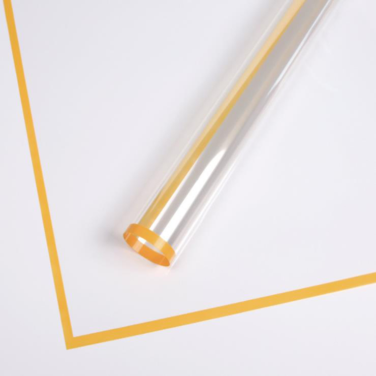 MYHC-15 Hârtie de împachetat cu flori din plastic, cu margine monocromă transparentă