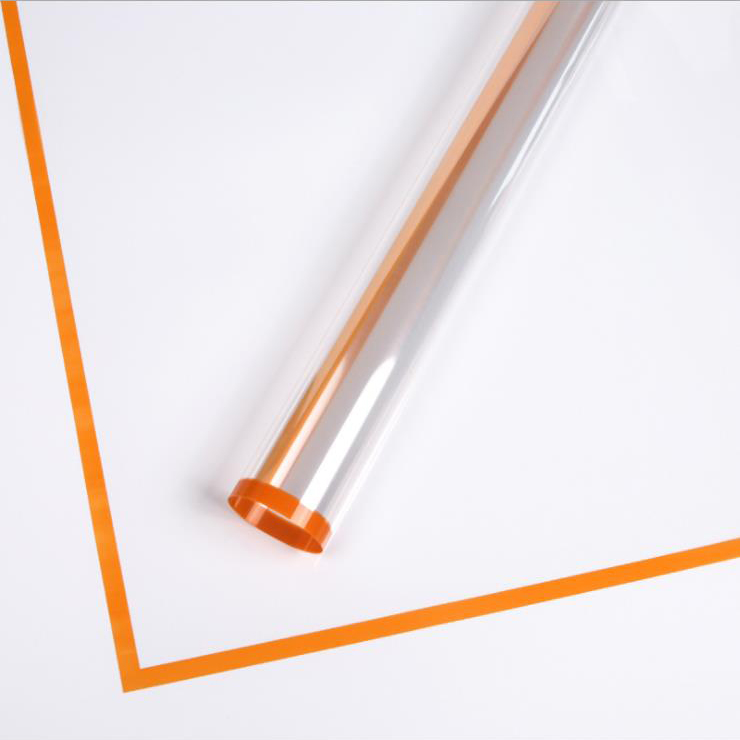 MYHC-15 Hârtie de împachetat cu flori din plastic, cu margine monocromă transparentă