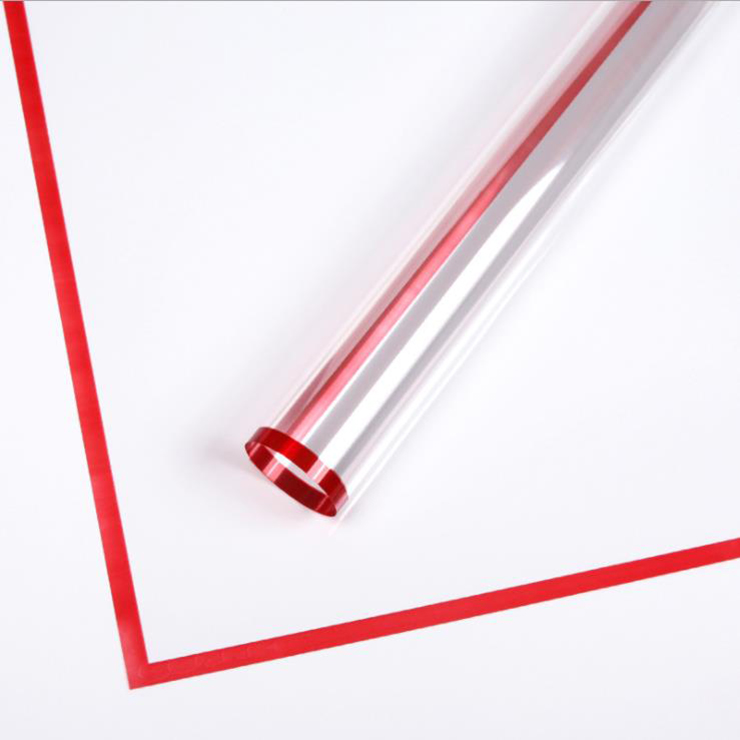 MYHC-15 Hârtie de împachetat cu flori din plastic, cu margine monocromă transparentă