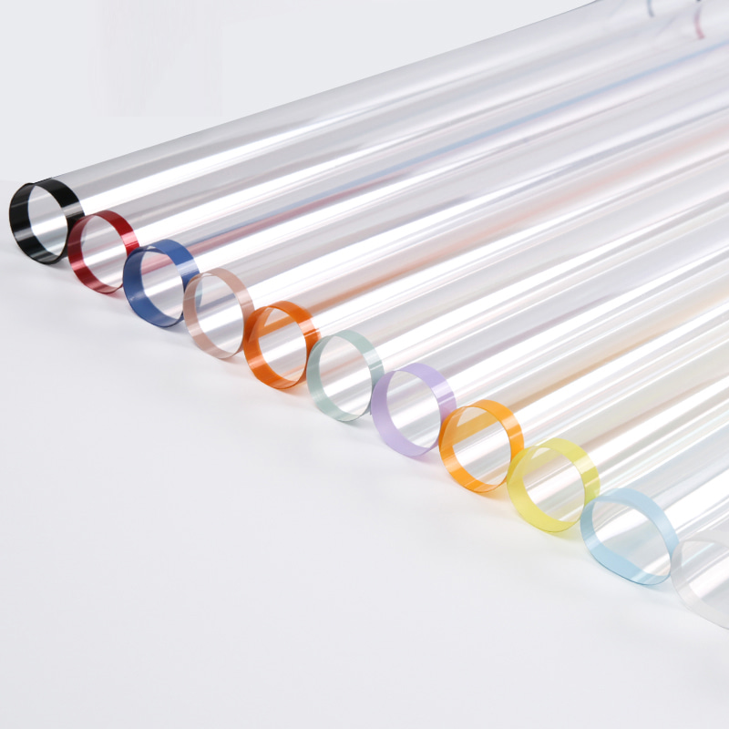 MYHC-15 Hârtie de împachetat cu flori din plastic, cu margine monocromă transparentă
