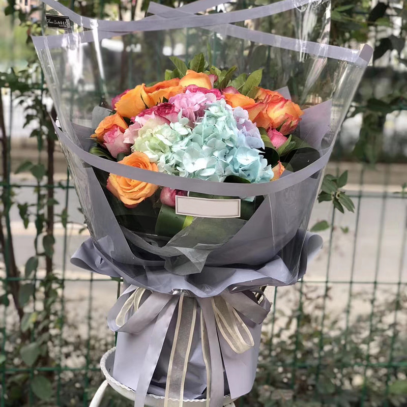 MYHC-16 Hârtie de împachetat cu flori din plastic OPP chenar transparent