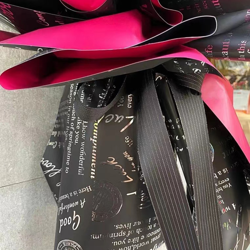 MYHC-19 Film de ambalare cu flori din piele de vacă, placat cu aluminiu, model pe o singură față