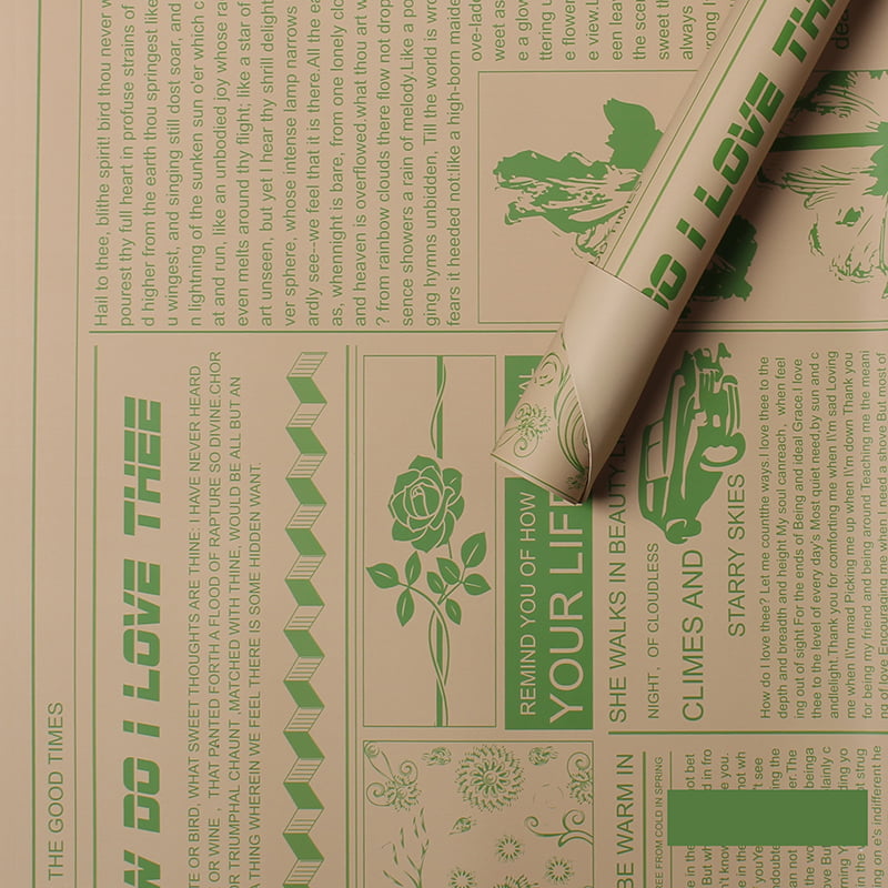 MYHC-21 Hârtie de împachetat cu flori din piele de vacă în stil ziar retro