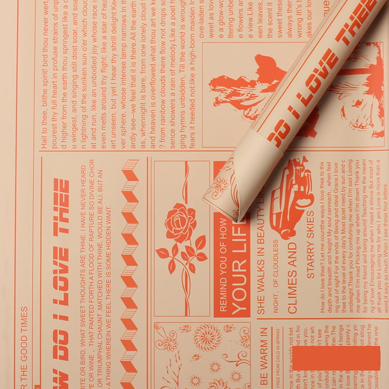 MYHC-21 Hârtie de împachetat cu flori din piele de vacă în stil ziar retro
