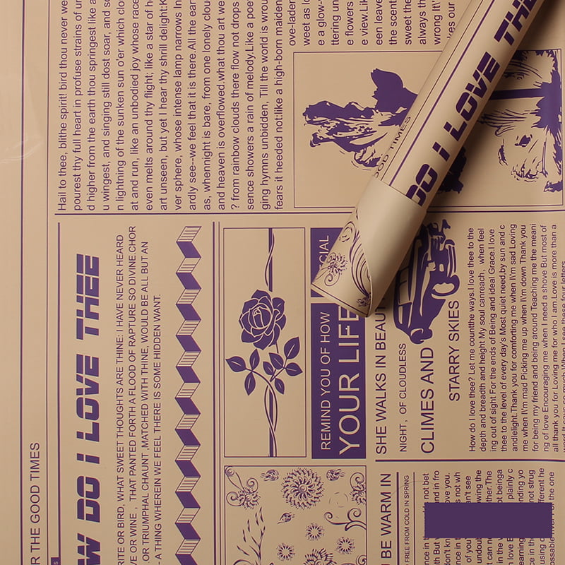 MYHC-21 Hârtie de împachetat cu flori din piele de vacă în stil ziar retro