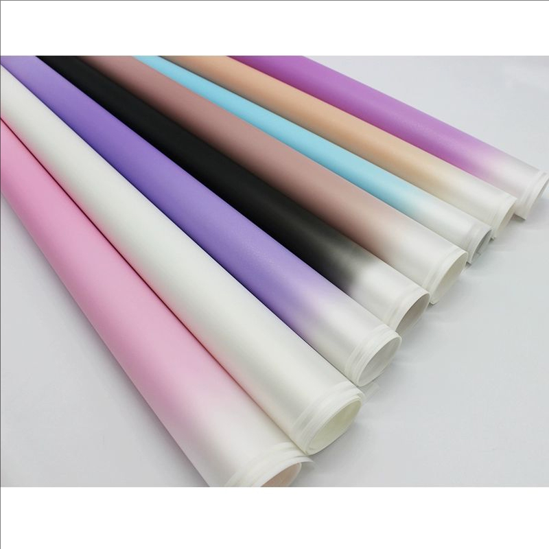 MYHC-54 Folie de ambalare cu flori din plastic, cu o singură față, cu marginea liniei albe, cu gradient