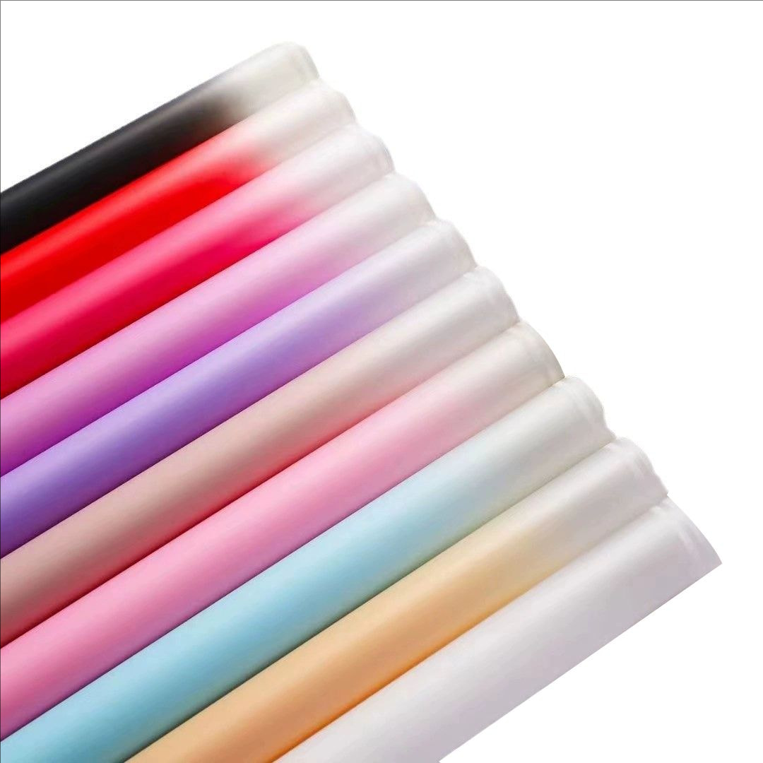MYHC-54 Folie de ambalare cu flori din plastic, cu o singură față, cu marginea liniei albe, cu gradient