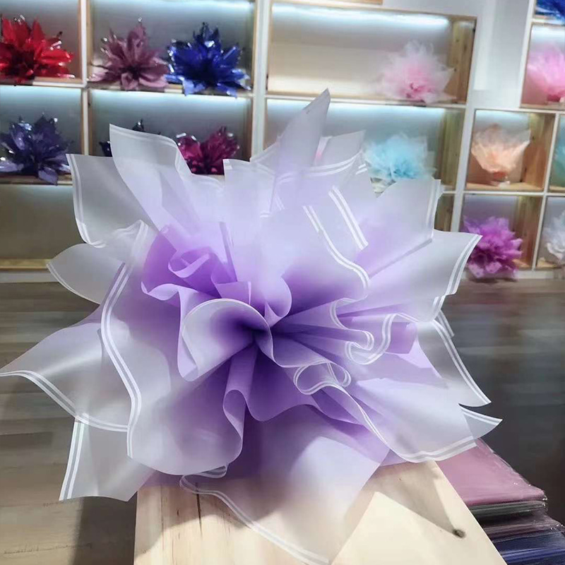 MYHC-54 Folie de ambalare cu flori din plastic, cu o singură față, cu marginea liniei albe, cu gradient