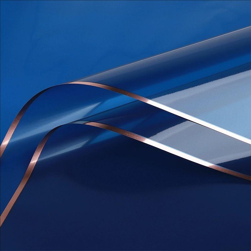 MYHC-72 Film transparent pentru ambalaj flori, culoare solidă, margine aurie