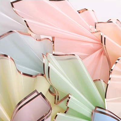 MYHC-72 Film transparent pentru ambalaj flori, culoare solidă, margine aurie