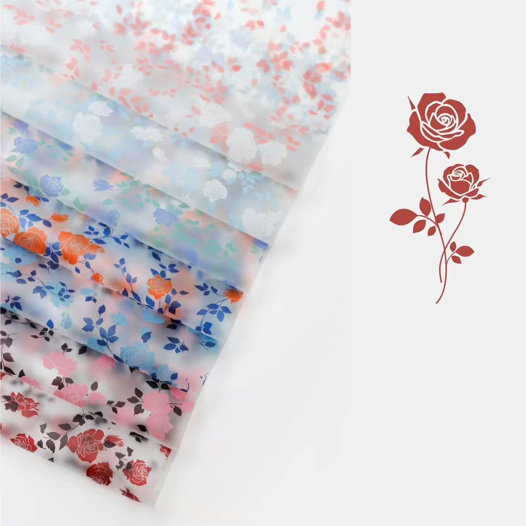 MYHC-79 Imprimare cu trandafiri, film bicolor, transparent pentru ambalare cu flori