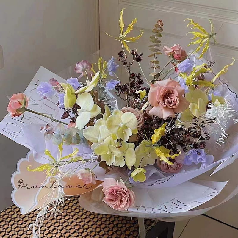 Hârtie de împachetat flori cu peliculă petal jeleu