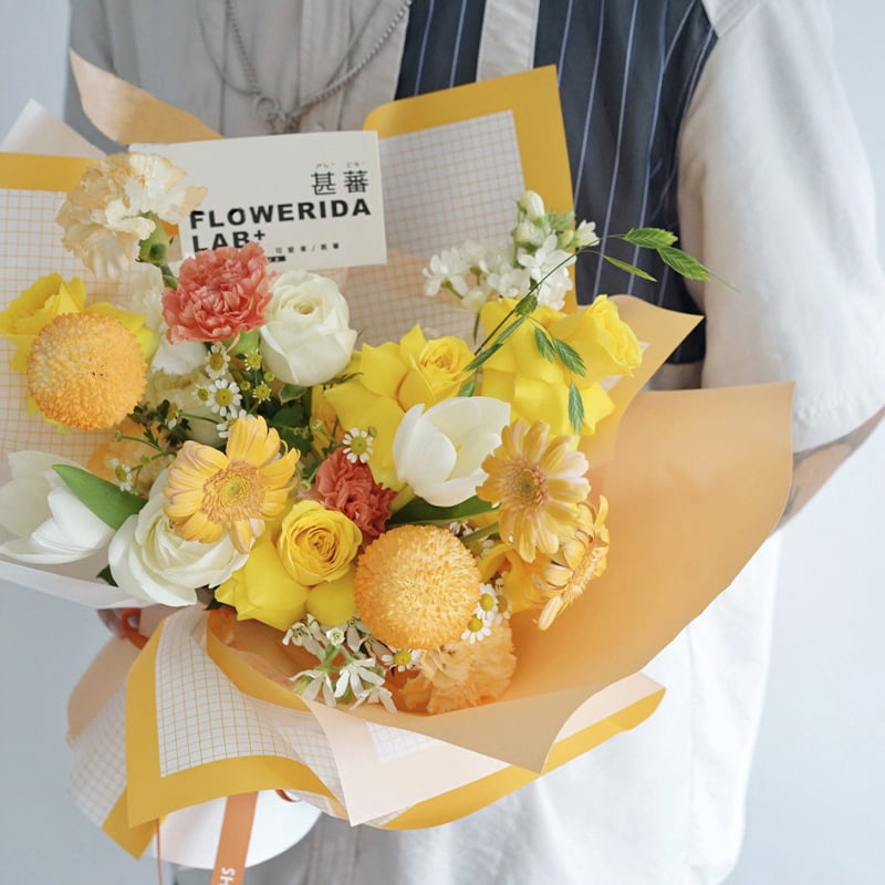 Hârtie de împachetat Floral Iridiscent în carouri dublu