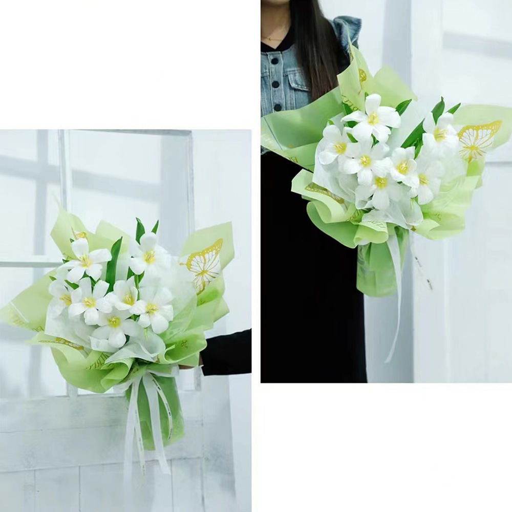 Ambalaj de buchet rezistent la apă Hârtie Nossa cu acoperire pe o singură față Design de imprimare cu fluturi scobit